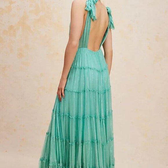 Free People FP One Milani Maxi Dress Tiered V Neck Gown NWD S - Picture 3 of 10